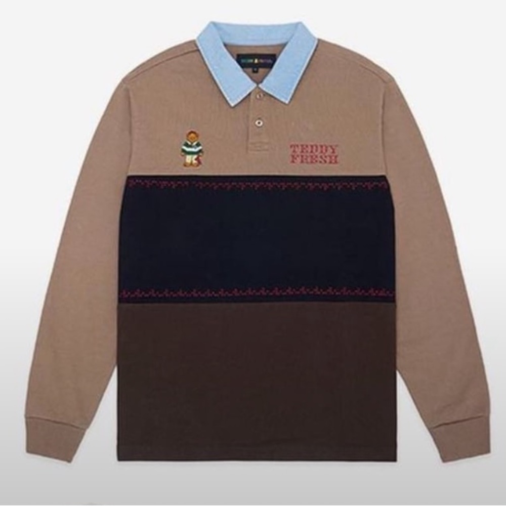 NWT Teddy Fresh Rugby Long Sleeve Collared Shirt